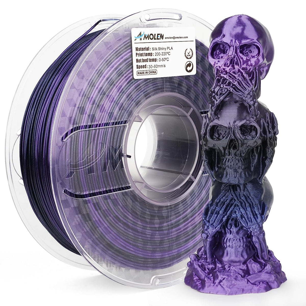 PLA Silk Shiny Gradient 1.75mm, 1KG/2.2LB